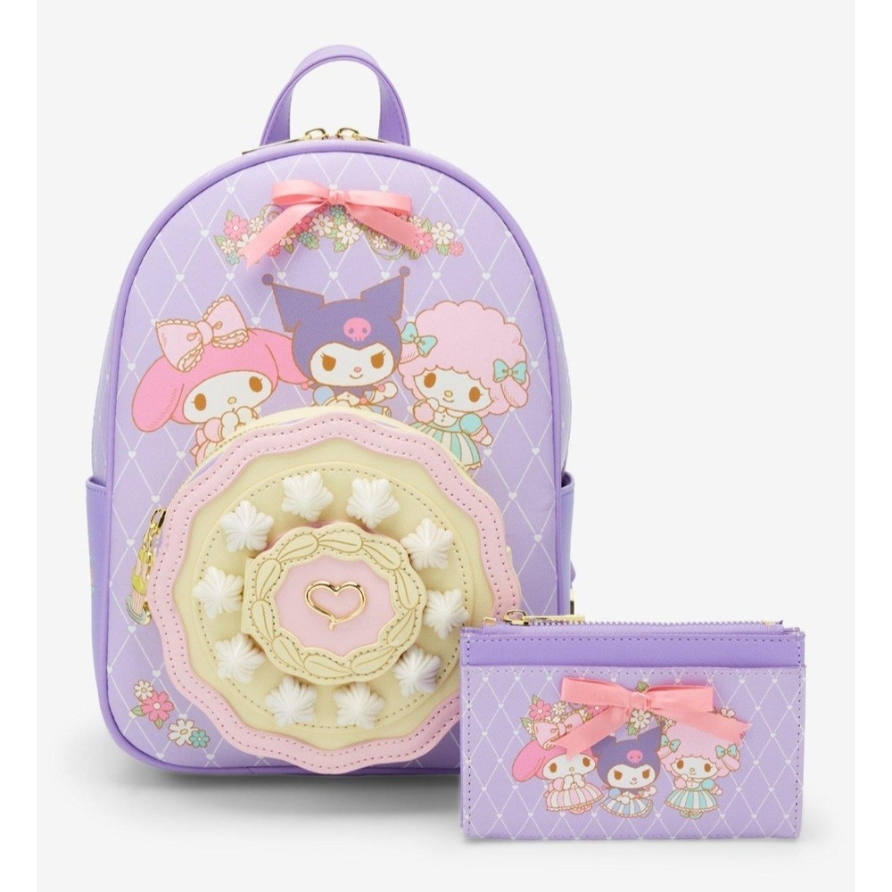 Her Universe My Melody Kuromi My Sweet Piano Tea Party Cake Backpack & WALLET!